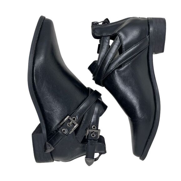 Pink Martini Womens Crisscross Buckle Strap Back Zip Ankle Booties Black Size 37 - Picture 4 of 10